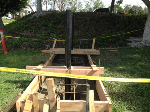 Preparing the monument sign footer