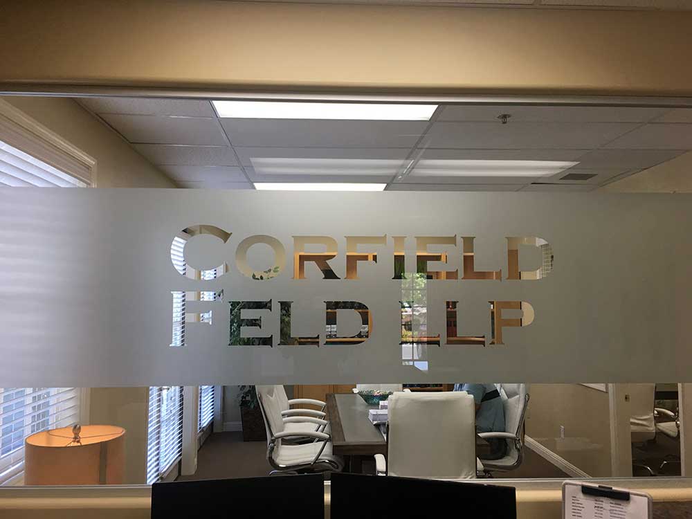 Corfield Feld LLP Glass project from Starfish Signs & Graphics