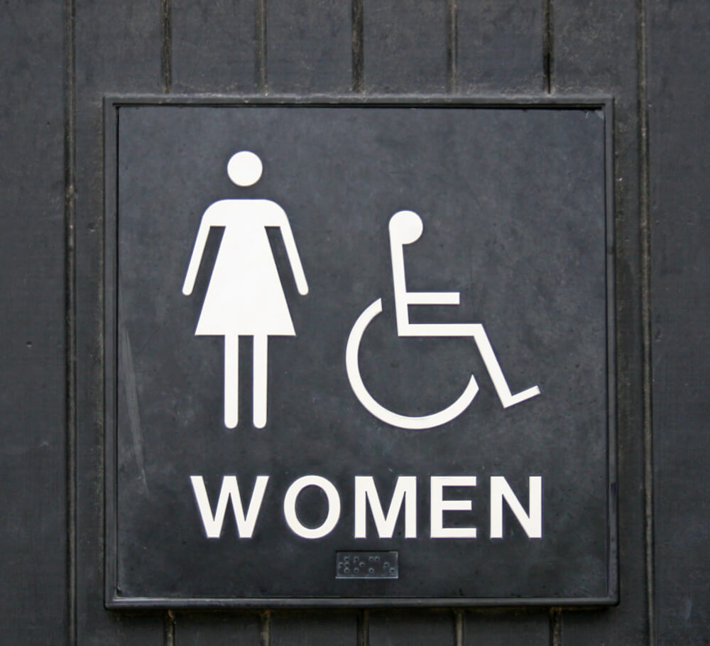 Steel/Black California Women Accessible Restroom Door Sign 